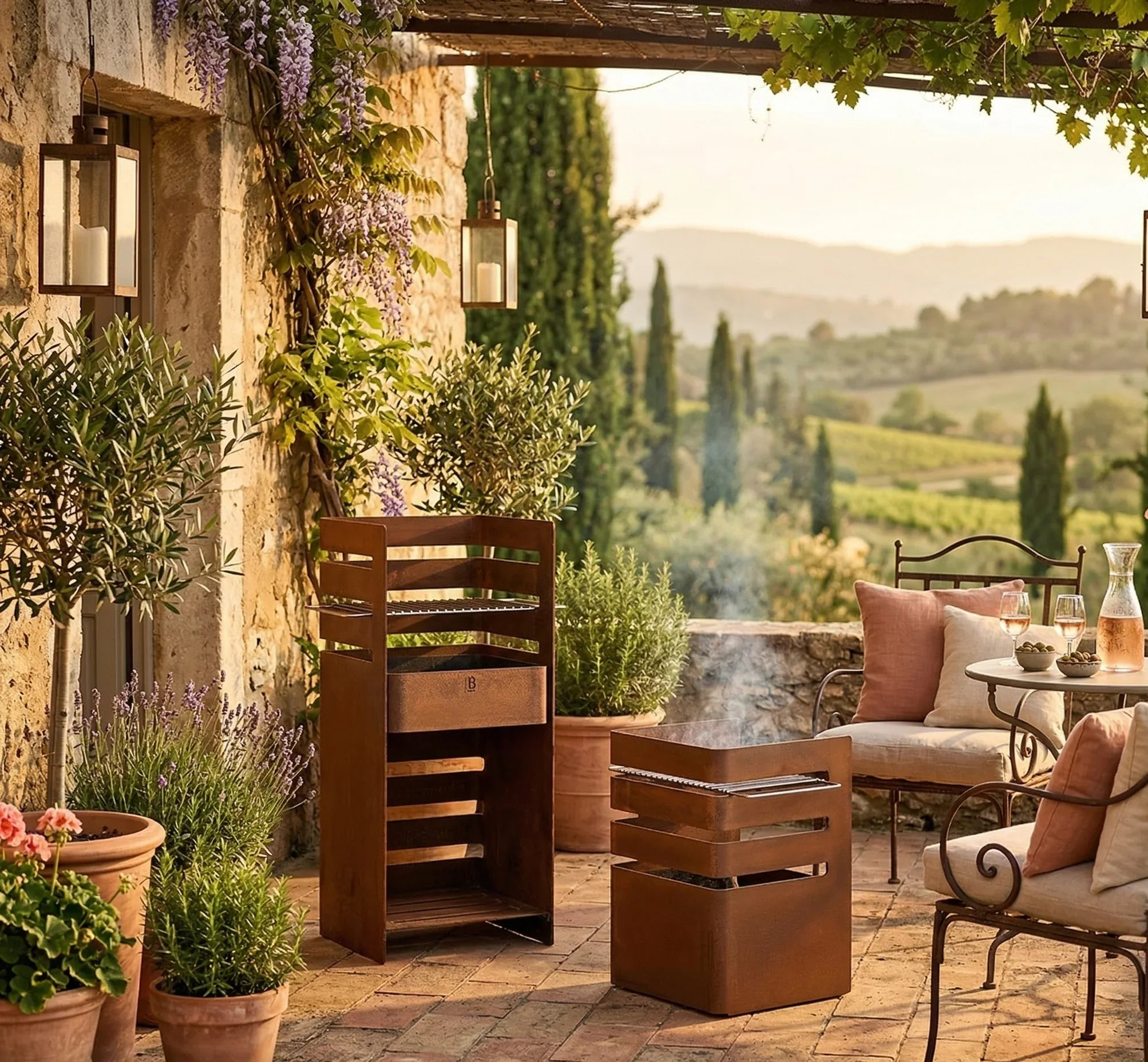 brasero-acier-corten-jardin - Les Jardins de Maison